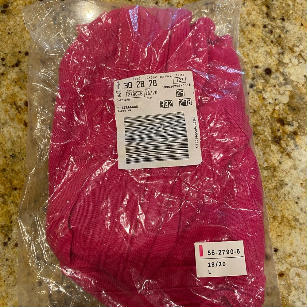 Hot pink Woman Within L light cardigan.